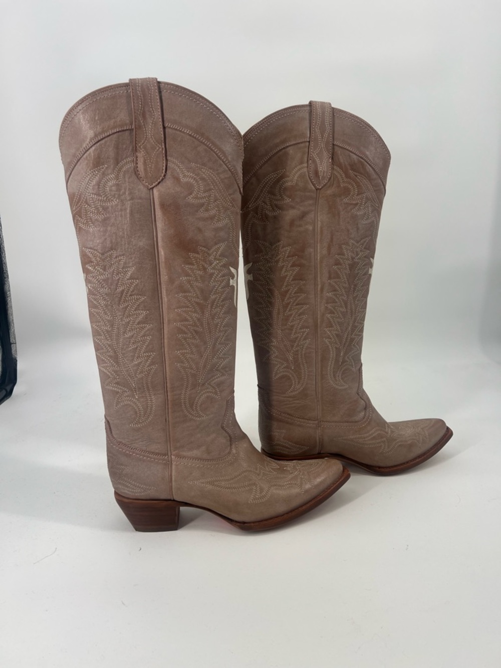 Frye Sacha Feather Deco Women's Tall Suede Western Cowboy Boot - Taupe/Brown 10 - Picture 11 of 16